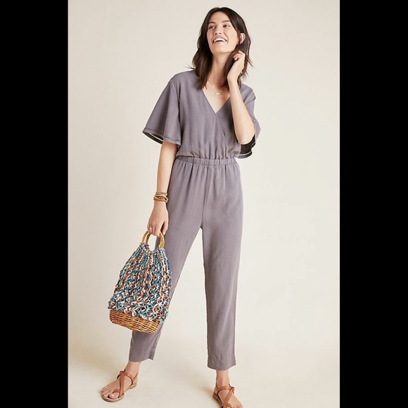 ANTHROPOLOGIE x CLOTH & STONE GULPIYURI SURPLICE JUMPSUIT - Picture 1 of 5